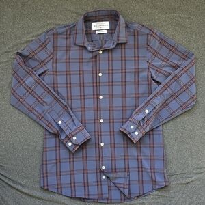 Mizzen Main Leeward Performance Shirt Men's Medium Trim Fit Blue Purple Plaid